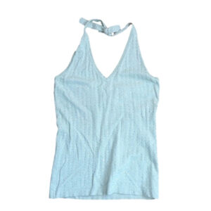 Venus M Medium pale seafoam green silk blend halter top w sequins
